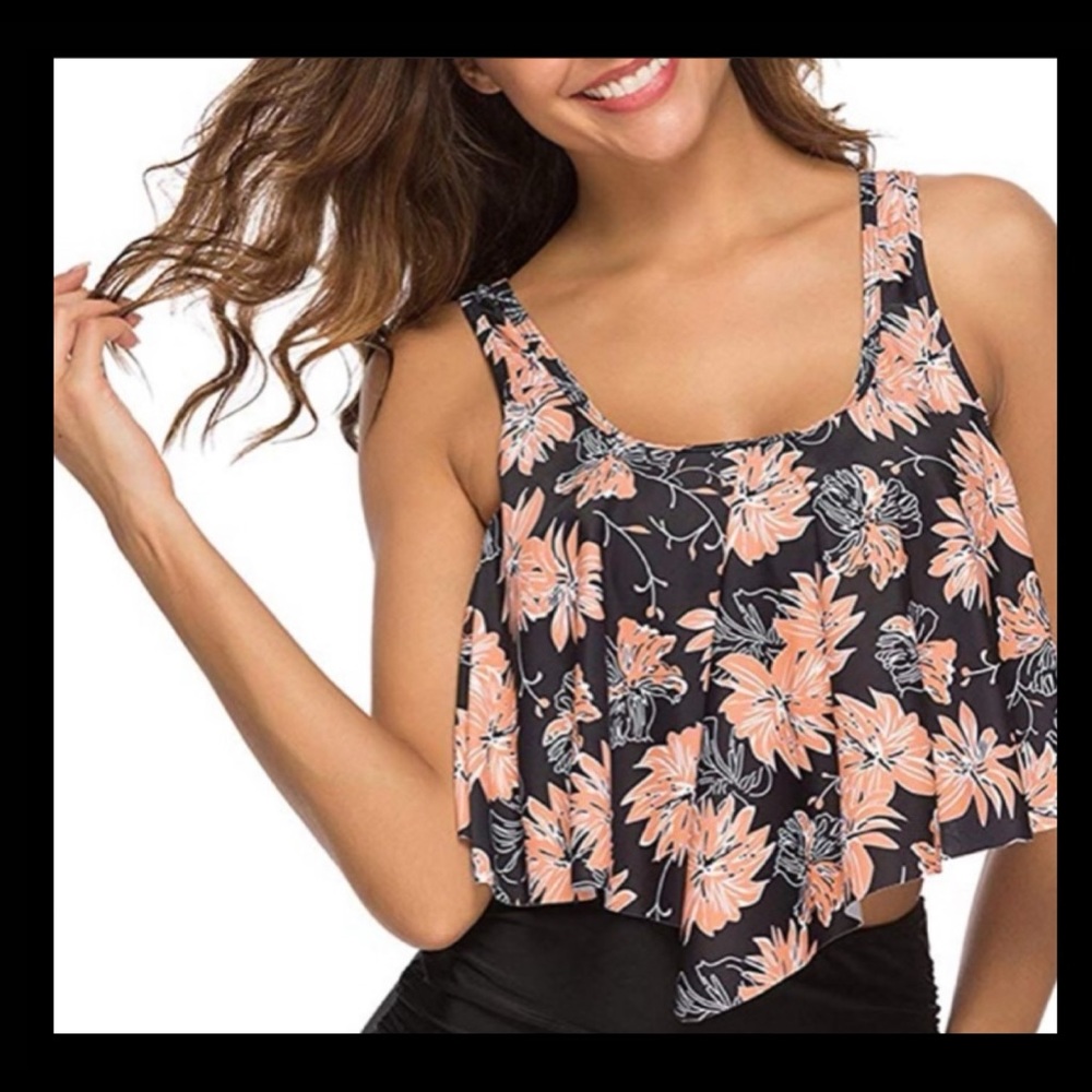 NWT MARINAVIDA Floral Flounce Top